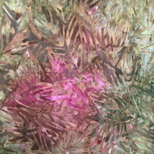 NEW Abstract Floral Crisp Woven Cotton Fabric - Pink/Grn/Gold/Bronze - 2 1/2 yd